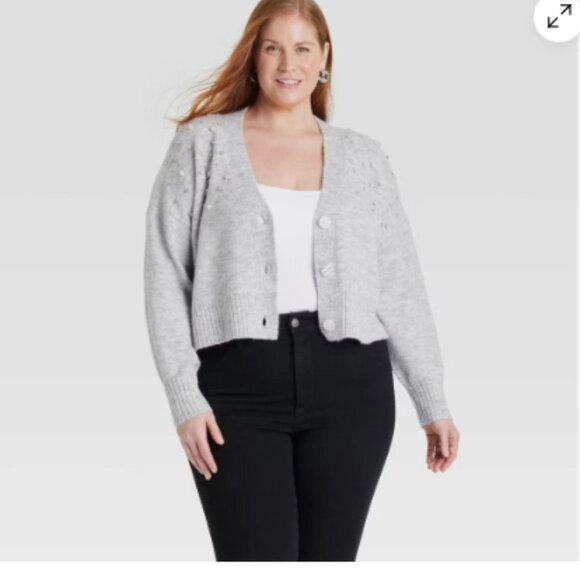 Ava & Viv Heather Gray Embellished Cardigan  NWT size 3X - Picture 1 of 5